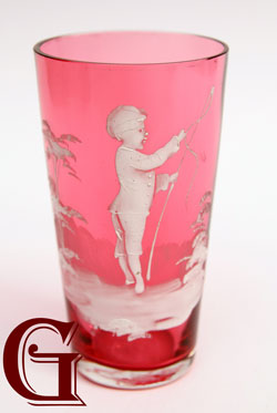 cranberry glass Mary Gregory champagne tumbler